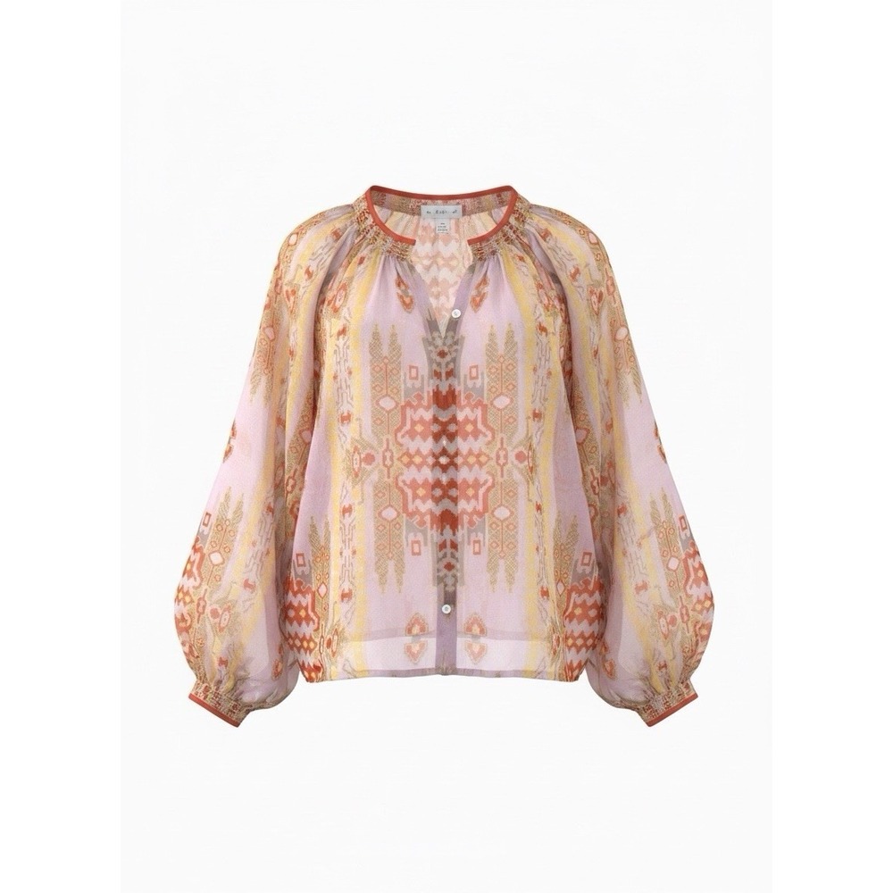 Silk Blouse Sz Small/Line & Dot/Romantic/Breezy/Sheer/Day to Night/Office/